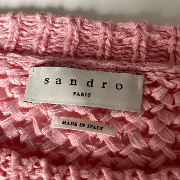 SANDRO Paris Obeline Color Block Openwork Sweater Size 3 (Large) - Picture 6 of 16